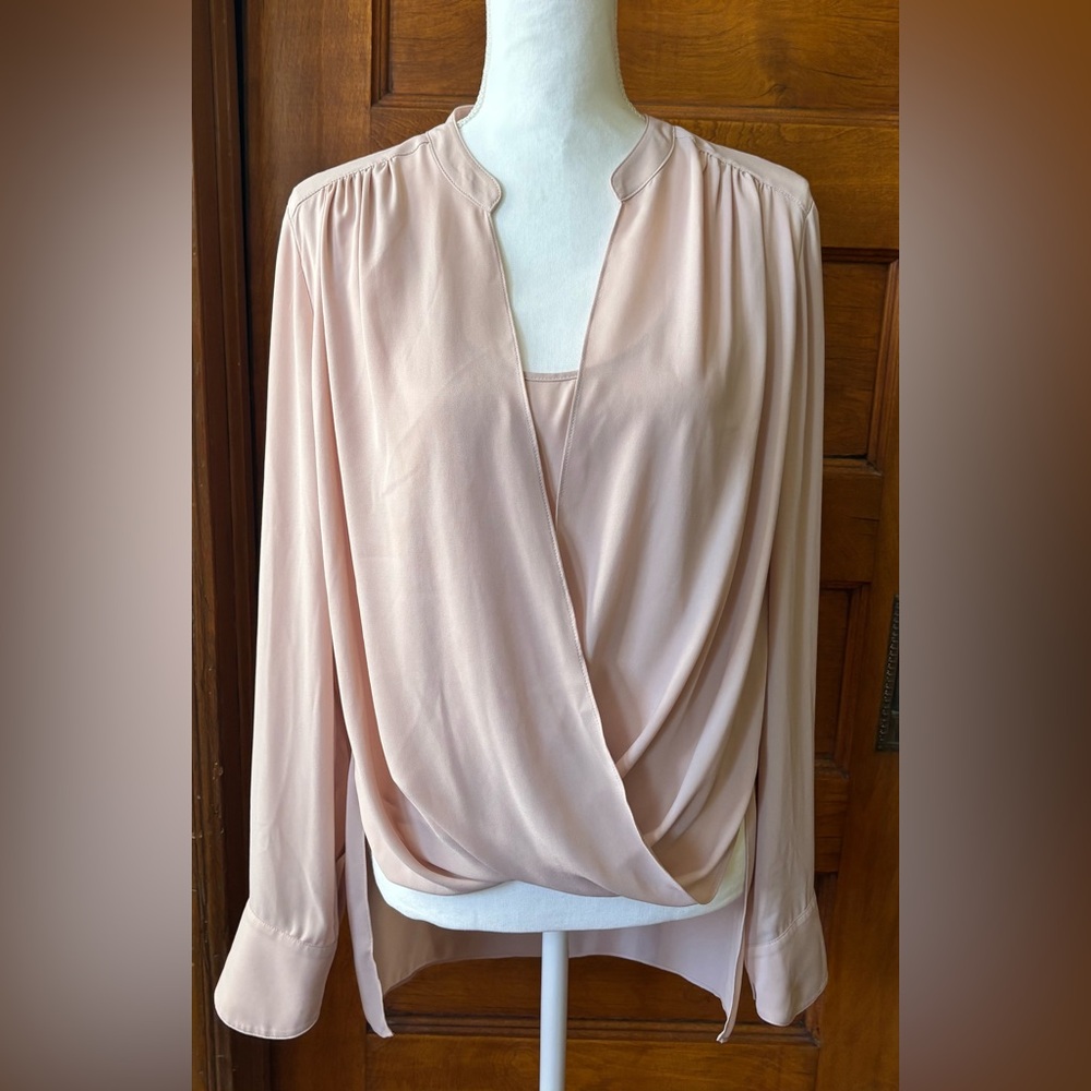 BCBGMaxAzria Soft Pink Draped Blouse